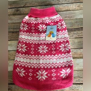 NWT Kooltail Pink & White Fair Isle Turtleneck Dog Sweater Size Medium